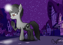 Size: 2912x2059 | Tagged: safe, artist:ravelix12, oc, oc only, pony, unicorn, high res, magic, night, solo