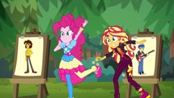 Size: 1280x720 | Tagged: safe, artist:mlpfan3991, edit, edited screencap, screencap, cheese sandwich, flash sentry, pinkie pie, sunset shimmer, equestria girls, equestria girls specials, g4, my little pony equestria girls: better together, my little pony equestria girls: sunset's backstage pass, female, male, music festival outfit, ship:cheesepie, ship:flashimmer, shipping, shoes, sneakers, straight