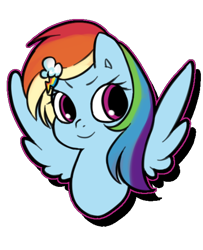 Size: 480x590 | Tagged: safe, artist:ssenarrya, rainbow dash, pegasus, pony, bust, cute, cutie mark accessory, dashabetes, female, hair accessory, mare, portrait, simple background, solo, spread wings, transparent background, wings