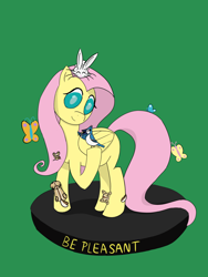 Size: 1200x1600 | Tagged: safe, artist:toshimatsu, derpibooru exclusive, fluttershy, pegasus, pony, fallout equestria, g4, female, figurine, hooves, mare, ministry mares, ministry mares statuette, raised hoof, simple background, smiling, solo