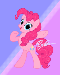 Size: 2048x2560 | Tagged: safe, artist:renate-creations, pinkie pie, earth pony, pony, g4, bipedal, cute, diapinkes, ear fluff, female, high res, looking at you, mare, open mouth, solo