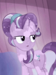 Size: 269x359 | Tagged: safe, screencap, starlight glimmer, crystal pony, pony, g4, season 6, the crystalling, animated, butt, cropped, crystallized, female, gif, lidded eyes, loop, perfect loop, plot, solo