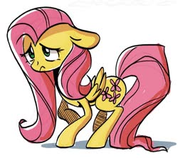 Size: 866x770 | Tagged: safe, artist:ecokitti, fluttershy, pegasus, pony, g4, cute, female, floppy ears, mare, shyabetes, simple background, solo, white background