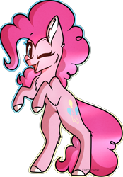 Size: 1280x1836 | Tagged: safe, artist:fluffy-pastel, pinkie pie, earth pony, pony, g4, cheek fluff, chest fluff, colored hooves, cute, diapinkes, ear fluff, female, leg fluff, mare, one eye closed, open mouth, rearing, redraw, simple background, solo, transparent background, wink