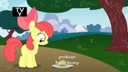 Size: 480x270 | Tagged: safe, artist:misterdavey, edit, apple bloom, derpy hooves, scootaloo, sweetie belle, g4, abuse, animated, anvil, derpy gets pranked, derpybuse, female, food, hub logo, jojo's bizarre adventure, meme, muffin, roundabout, sound, the hub, this will end in death, this will end in tears, this will end in tears and/or death, to be continued, to be continued (meme), tv rating, webm