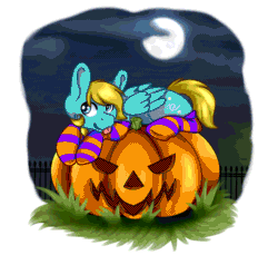 Size: 2500x2286 | Tagged: artist needed, safe, oc, oc only, oc:balmy breeze, pegasus, pony, animated, clothes, cute, full moon, gif, grass, halloween, high res, holiday, jack-o-lantern, long socks, moon, pumpkin, socks, solo, striped socks, tongue out