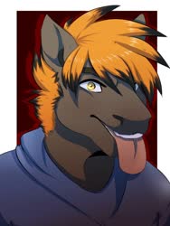 Size: 600x800 | Tagged: artist needed, safe, oc, oc only, oc:redflare, anthro, male, solo, tongue out