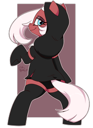 Size: 1600x2200 | Tagged: safe, artist:notenoughapples, oc, oc only, oc:mother pravum, earth pony, pony, bipedal, clothes, looking at you, looking back, looking back at you, nun, panties, simple background, socks, solo, transparent background, underwear