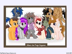 Size: 1280x958 | Tagged: safe, artist:redpalette, oc, oc:cotton rose, oc:red palette, alicorn, earth pony, pegasus, pony, unicorn, alicorn oc, cute, framed picture, friends, group photo, horn, smiling