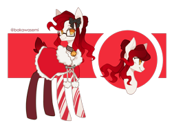 Size: 2184x1556 | Tagged: safe, artist:fireeyesgirl, oc, oc only, oc:mistletoe lace, earth pony, pony, bedroom eyes, bow, clothes, coat, collar, eyeshadow, female, glasses, hair bow, makeup, mare, simple background, socks, solo, stockings, striped socks, thigh highs, transparent background
