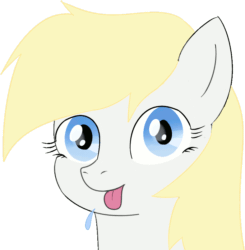 Size: 788x805 | Tagged: safe, alternate version, artist:poniidesu, oc, oc only, oc:aryanne, earth pony, pony, /mlp/, 4chan, :p, animated, aryan, aryan pony, blonde, blue eyes, blushing, bust, cute, drawthread, female, gif, looking at you, mare, mlem, nazipone, ocbetes, portrait, raspberry, silly, smiling, solo, tongue out