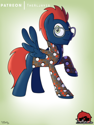 Size: 750x1000 | Tagged: safe, artist:thealjavis, oc, oc only, pegasus, pony, clothes, glasses, jacket, male, solo, stallion