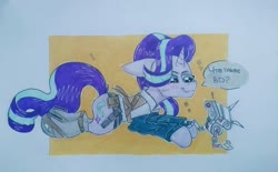 Size: 1912x1186 | Tagged: safe, artist:marcapitan, starlight glimmer, pony, robot, unicorn, g4, clothes, crossover, star wars, traditional art