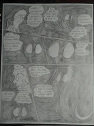 Size: 1280x1707 | Tagged: safe, artist:princebluemoon3, oc, oc:tommy the human, human, comic:the chaos within us, black and white, canterlot, canterlot castle, clothes, comic, commissioner:bigonionbean, confusion, dialogue, door slam, drawing, dream, embedded, grayscale, hallway, human oc, monochrome, night, nightmare, pajamas, pitch black, scared, screaming, traditional art, writer:bigonionbean