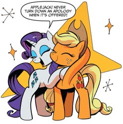 Size: 1013x1023 | Tagged: safe, artist:andypriceart, idw, official comic, applejack, rarity, earth pony, pony, unicorn, friends forever, g4, spoiler:comic, spoiler:comicff8, female, shipping fuel