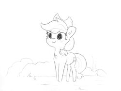 Size: 1920x1440 | Tagged: safe, artist:tjpones edits, edit, editor:dsp2003, applejack, earth pony, pony, g4, chest fluff, cute, ear fluff, female, jackabetes, mare, monochrome, neat, simple background, smiling, solo, traditional art, white background