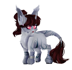 Size: 1856x1795 | Tagged: safe, artist:honeybbear, oc, oc only, nocturnal howler, original species, pony, unicorn, fluffy, leonine tail, no pupils, ponytail, simple background, solo, tongue out, transparent background