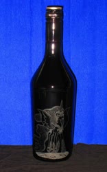 Size: 1024x1640 | Tagged: safe, artist:malte279, nightmare moon, g4, baileys, bottle, craft, glass engraving, irl, photo