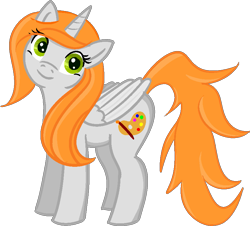 Size: 837x756 | Tagged: safe, alternate version, artist:poniidesu, oc, oc only, oc:ginger peach, alicorn, pony, alicorn oc, cute, drawthread, green eyes, horn, looking at you, ocbetes, orange hair, simple background, solo, transparent background