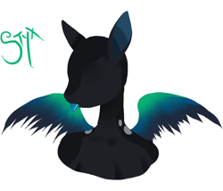 Size: 700x600 | Tagged: safe, artist:lavvythejackalope, oc, oc only, oc:styx, pony, bust, eyeless pony, simple background, solo, spread wings, tongue out, white background, wings