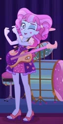 Size: 491x961 | Tagged: safe, screencap, kiwi lollipop, equestria girls, equestria girls series, g4, sunset's backstage pass!, spoiler:eqg series (season 2), cropped, feet, female, k-lo, legs, looking at you, one eye closed, sandals, solo, wink, winking at you