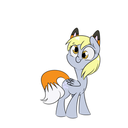 Size: 1024x1024 | Tagged: safe, artist:tokipeach, derpy hooves, fox, pegasus, pony, g4, animal ears, clothes, costume, cute, derpabetes, female, fox ears, fox tail, mare, simple background, smiling, solo, transparent background