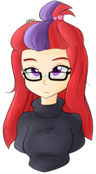 Size: 828x1495 | Tagged: safe, artist:jovalic, moondancer, human, equestria girls, g4, bust, clothes, cute, dancerbetes, equestria girls-ified, female, glasses, humanized, simple background, solo, sweater, transparent background, turtleneck
