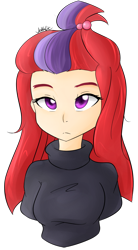Size: 828x1495 | Tagged: safe, alternate version, artist:jovalic, moondancer, human, equestria girls, g4, bust, clothes, cute, dancerbetes, equestria girls-ified, female, humanized, missing accessory, simple background, solo, sweater, transparent background, turtleneck