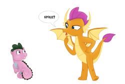 Size: 6903x4663 | Tagged: safe, smolder, spike (g1), g1, g4, g1 to g4, generation leap, request, simple background, transparent background