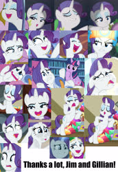 Size: 2948x4280 | Tagged: safe, edit, edited screencap, screencap, rarity, spike, twilight sparkle, alicorn, dragon, pony, unicorn, dragon dropped, g4, and then there's rarity, bipedal, bipedal leaning, collage, faic, female, leaning, male, mare, marshmelodrama, messy mane, rarity being rarity, solo focus, twilight sparkle (alicorn), wat