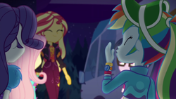 Size: 1920x1080 | Tagged: safe, screencap, fluttershy, rainbow dash, rarity, sci-twi, sunset shimmer, twilight sparkle, equestria girls, equestria girls specials, g4, my little pony equestria girls: better together, my little pony equestria girls: sunset's backstage pass, female, music festival outfit