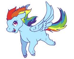 Size: 1306x1040 | Tagged: safe, artist:smirk, rainbow dash, pony, g4, alternate design, female, flying, missing cutie mark, ms paint, simple background, solo, spread wings, transparent background, wings