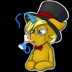 Size: 1000x1000 | Tagged: safe, artist:melodis, oc, oc only, pony, unicorn, bowtie, cocktail, hand, hat, magic, magic hands, monocle, top hat