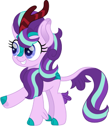 Size: 1299x1500 | Tagged: safe, artist:cloudy glow, starlight glimmer, kirin, g4, cute, female, glimmerbetes, kirin-ified, raised hoof, simple background, smiling, solo, species swap, transparent background