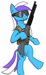 Size: 3200x5200 | Tagged: safe, artist:flywheel, artist:paleheart-arts, oc, oc only, oc:flywheel, pegasus, pony, asexual pride flag, bipedal, collaboration, gun, pride, pride flag, shotgun, solo, weapon