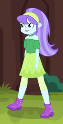 Size: 244x478 | Tagged: safe, screencap, aqua blossom, equestria girls, five lines you need to stand in, g4, my little pony equestria girls: better together, bare shoulders, cropped, cute, female, outdoors, solo