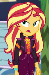 Size: 621x952 | Tagged: safe, screencap, sunset shimmer, equestria girls, equestria girls series, g4, sunset's backstage pass!, spoiler:eqg series (season 2), cropped, female, music festival outfit, solo