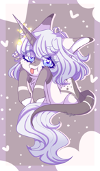 Size: 1195x2050 | Tagged: safe, artist:honeybbear, oc, oc only, oc:hye-jung, pony, unicorn, female, mare, solo, tongue out