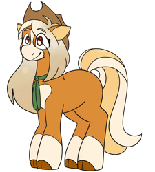 Size: 2324x2580 | Tagged: safe, artist:spaceoreos, applejack, earth pony, pony, g4, applejack (g5 concept leak), clothes, coat markings, female, g5 concept leak style, g5 concept leaks, hat, high res, mare, redesign, scarf, solo