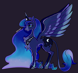 Size: 3168x2994 | Tagged: safe, artist:dear-deer-face, princess luna, alicorn, pony, g4, chest fluff, female, high res, leonine tail, mare, simple background, solo, unshorn fetlocks