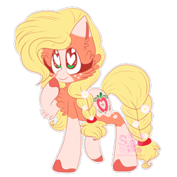 Size: 2000x2000 | Tagged: safe, artist:ulitkua, applejack, earth pony, pony, g4, applejack (g5 concept leak), braid, braided tail, chest fluff, coat markings, female, fluffy, g5 concept leak style, g5 concept leaks, heart eyes, high res, mare, redesign, simple background, solo, transparent background, wingding eyes