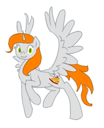 Size: 494x604 | Tagged: safe, artist:anonymous, oc, oc only, oc:ginger peach, alicorn, pony, :3, alicorn oc, cute, drawthread, green eyes, horn, ocbetes, orange hair, simple background, solo, white background, wings