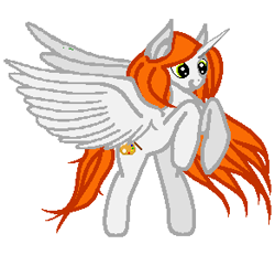 Size: 292x270 | Tagged: safe, artist:agdistis, oc, oc only, oc:ginger peach, alicorn, pony, alicorn oc, green eyes, horn, orange hair, simple background, solo, white background, wings