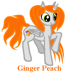 Size: 266x286 | Tagged: safe, artist:agdistis, edit, oc, oc only, oc:ginger peach, alicorn, pony, alicorn oc, green eyes, horn, orange hair, simple background, solo, white background, wings