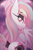 Size: 697x1051 | Tagged: safe, artist:pearlyiridescence, oc, oc only, oc:pearly iridescence, bat pony, pony, bat pony oc, butt, choker, cloud, cropped, dock, fangs, female, lidded eyes, looking back, mare, moon, night, pastel, pink moon, plot, solo, tail wrap