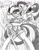 Size: 1516x1966 | Tagged: safe, artist:petanoprime, oc, oc only, oc:electric sketch, pegasus, anthro, unguligrade anthro, armor, bakuzan, clothes, cosplay, costume, crossover, female, freckles, frown, garter belt, grayscale, junketsu, kill la kill, monochrome, pegasus oc, signature, socks, solo, sword, text, thigh highs, traditional art, weapon, wings