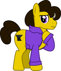Size: 1086x1257 | Tagged: safe, artist:lightningbolt, derpibooru exclusive, oc, oc only, oc:terra, earth pony, pony, g4, .svg available, clothes, commission, hoodie, looking at you, male, older, raised hoof, show accurate, simple background, solo, stallion, svg, transparent background, vector