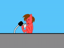 Size: 800x600 | Tagged: safe, artist:nukepony360, oc, oc only, oc:nuclear fission, earth pony, pony, animated, cave johnson, microphone, portal (valve), portal 2, simple background, solo, sound, video, webm