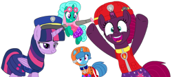 Size: 2282x1022 | Tagged: safe, artist:徐詩珮, fizzlepop berrytwist, glitter drops, spring rain, tempest shadow, twilight sparkle, alicorn, pony, unicorn, series:sprglitemplight diary, series:sprglitemplight life jacket days, series:springshadowdrops diary, series:springshadowdrops life jacket days, g4, alternate universe, base used, bisexual, broken horn, clothes, cute, equestria girls outfit, female, glitterbetes, horn, lesbian, lifeguard, lifeguard spring rain, paw patrol, polyamory, ship:glitterlight, ship:glittershadow, ship:sprglitemplight, ship:springdrops, ship:springlight, ship:springshadow, ship:springshadowdrops, ship:tempestlight, shipping, simple background, springbetes, swimsuit, tempestbetes, transparent background, twilight sparkle (alicorn)