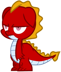 Size: 906x1056 | Tagged: safe, artist:melisareb, fiery, dragon, g1, g4, base used, g1 to g4, generation leap, male, simple background, solo, transparent background, unamused
